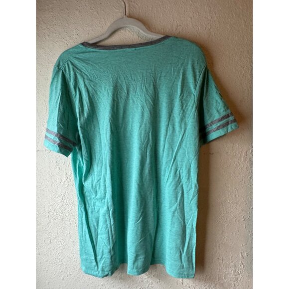 Jerzees North Carolina Aquariums V-Neck Tee XL Polyester Cotton Green Gray READ - Picture 7 of 10